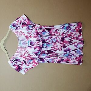 Abstract Floral Knit Ruffle Top - Size L